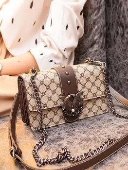 

Fashion Printed Box Messenger Bags French Old flower series Crossbody Bags Luxury Brand Wallet Retro Chain Women Shoulder Bags