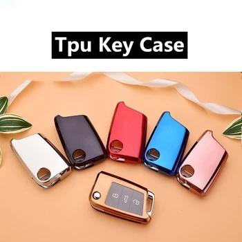 

Soft TPU Car Key Case For VW Volkswagen MK7/GTI 7/Golf 7/Golf R Skoda Octavia A7 SEAT Folding Remote Fob Cover Keychain