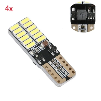 

4x T10 LED Bulb Canbus 5W5 Car W5W LED Signal Light 12V 6000K Auto Wedge Side interior Dome Reading Lamps 4014 24SMD White Red