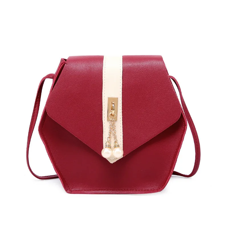

Korean Version of the Cover Type Lock Pearl Hanging Decoration Square Sling Bag 2019 Summer And Autumn New Products Crossbody/sh
