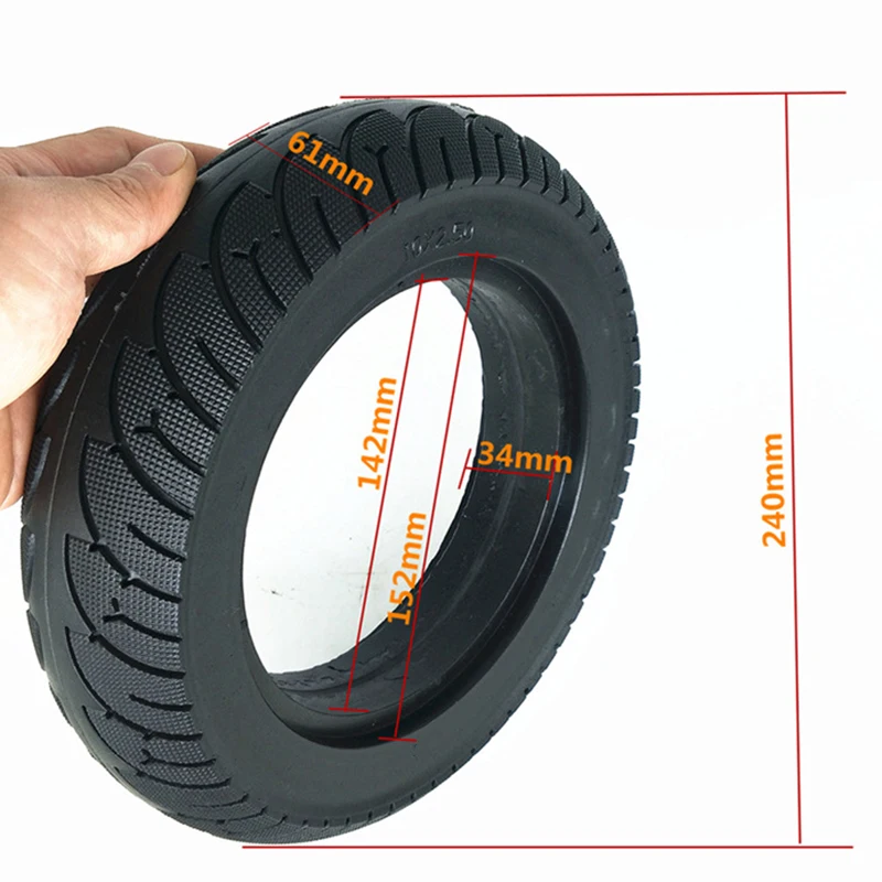10 Inch Electric Scooter Solid Tire 10X2.50 Air Free Rear Wheel Motor Tyre anti-puncture Rubber Solid Tire
