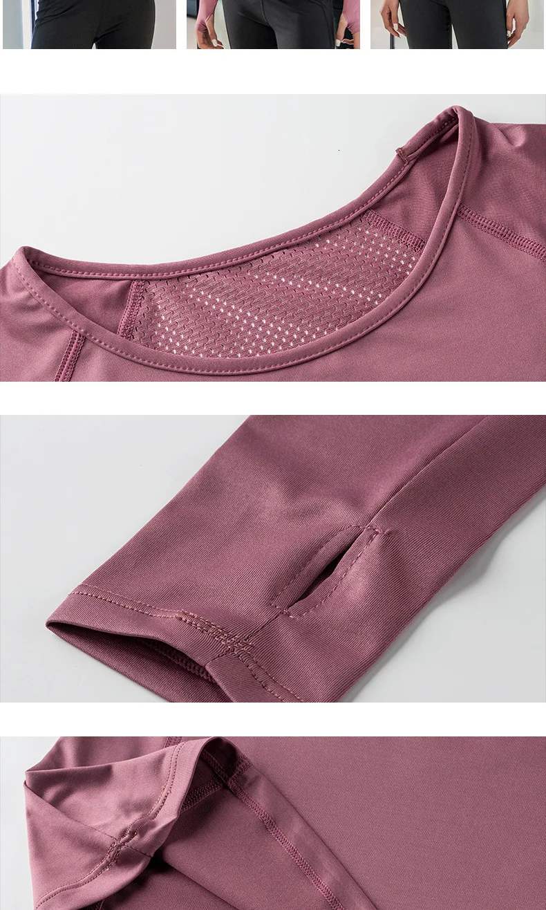 Черная, синяя, розовая Женская сетчатая рубашка, быстросохнущая спортивная одежда, Женская Сексуальная футболка с длинным рукавом для йоги, тренировочный женский спортивный топ, Облегающая рубашка для спортзала