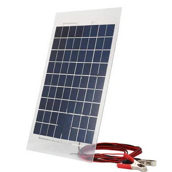 

18V 10W Solar Charger Panel External Battery for Car W/Crocodile Clips