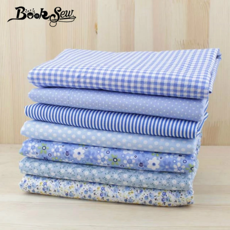 Booksew 7 шт./лот 50 см x синий хлопок Ткань Жир Квартал Тильда Лоскутная стежка DIY