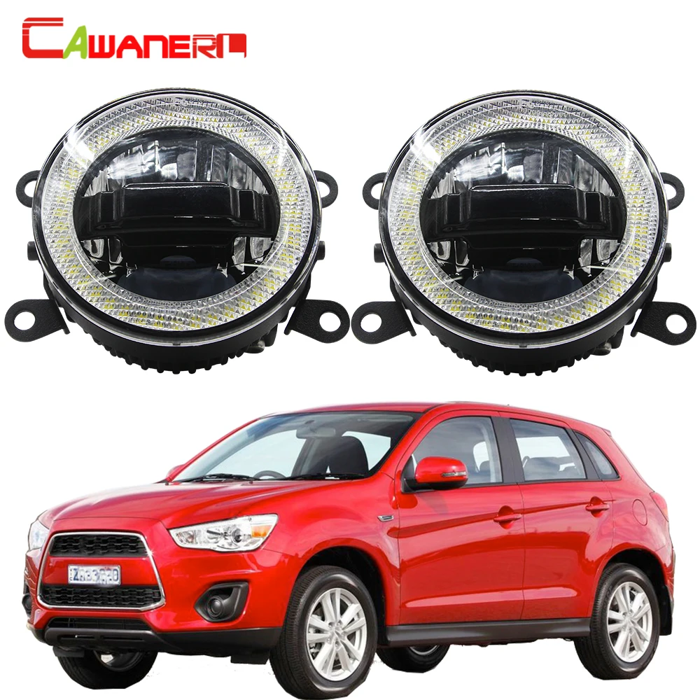  Cawanerl For Mitsubishi ASX 2013 2014 Car 3000LM LED Fog Light Daytime Running Lamp DRL Angel Eye B - 4000070002228