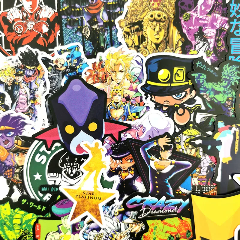 50 шт./компл. аниме JOJOS невероятное приключение Стикеры s Косплэй аксессуары ПВХ Водонепроницаемый наклейки с персонажами из мультфильмов игрушка наклейки для подарков
