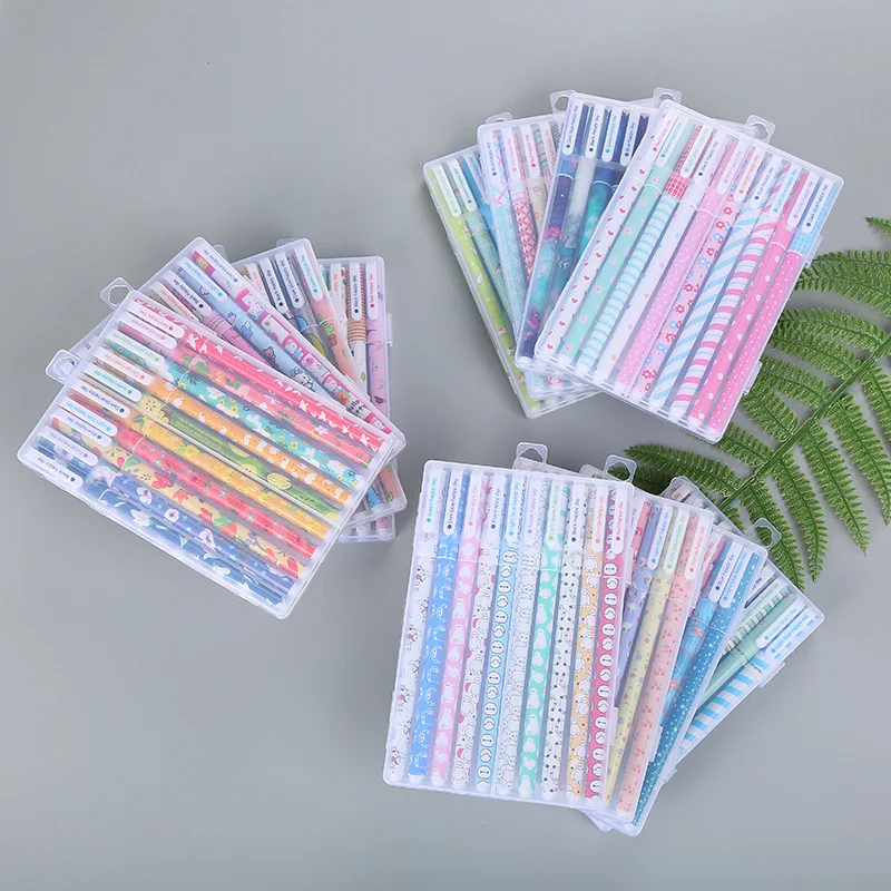 

10pcs/set Creative Cute Color Gel Pen 0.38mm Black Ink Kawaii Gel Pen Set For School And Office Writing Stationery