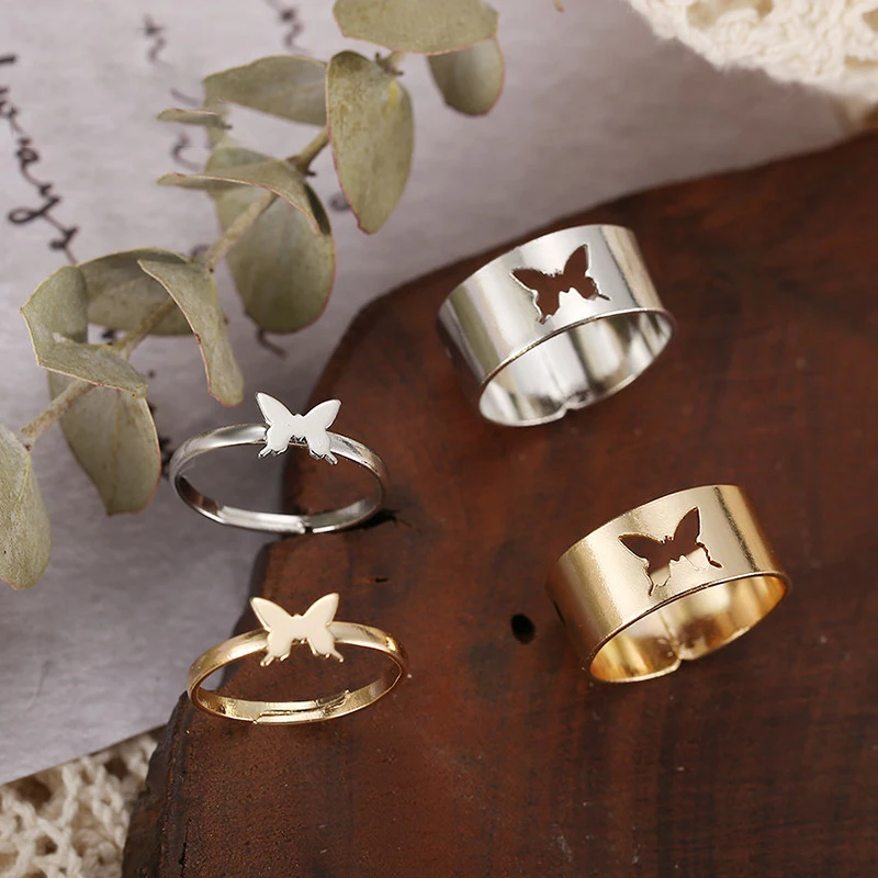 Punk Fashion Silver Color Mushroom Stars Opening Ring For Women Men Hollow Animal Gold Color Rings Anniversary Gifts Jewelry