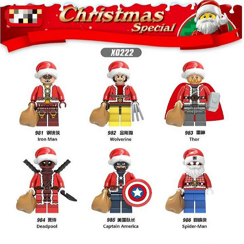 

X0222 Christmas Series Avengersbricks Captain America Deadpool Figures Building Blocks Xmas Toy for Children Gift