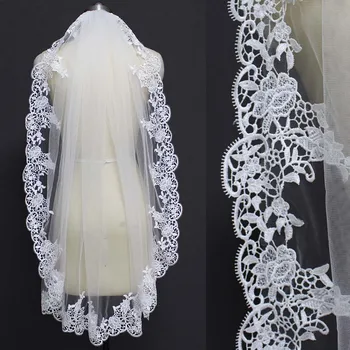 

Beautiful Lace Short Wedding Veil High Quality Soft Tulle Bridal Veil with Comb Short Veil Wedding Accessories velo de novia