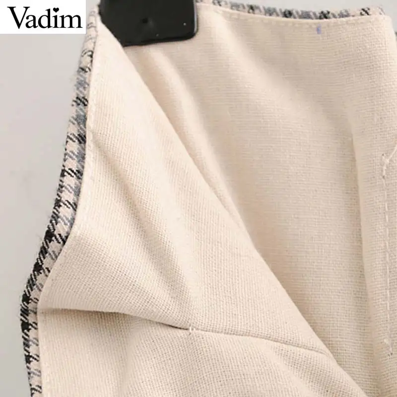 Женское элегантное платье vadim клетчатые брюки paperbag с поясом-бабочкой и карманами на молнии, офисная одежда, повседневные брюки KB214
