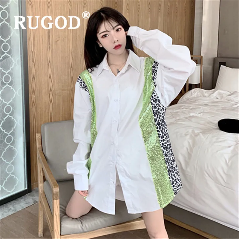 RUGOD корейский новый стиль зеленые блестки строчка элегантная женская