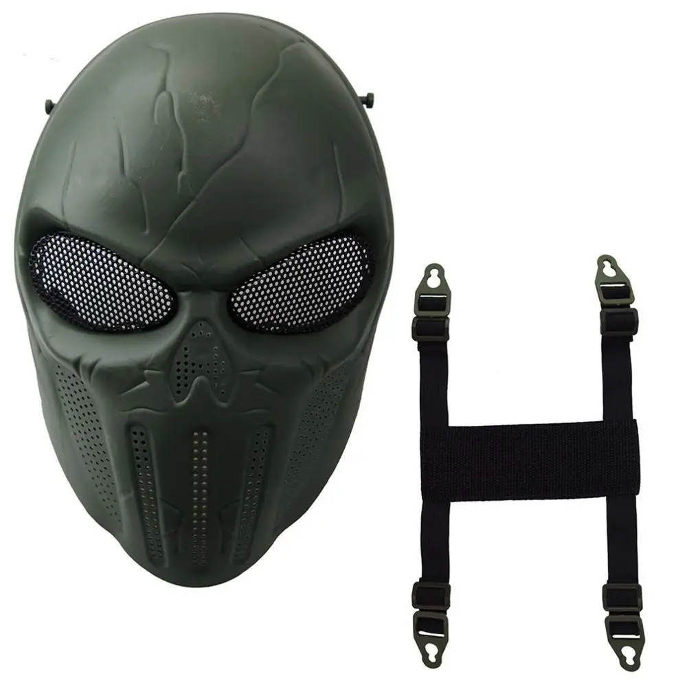 Череп Скелет полная защитная маска для лица для Хэллоуина вечерние страйкбол маска на лицо Охота Тактический Открытый CS Вечерние Маски - Color: green