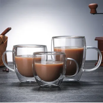 

Set of 2 Double-layer Glass Coffee Cup top quality mugs