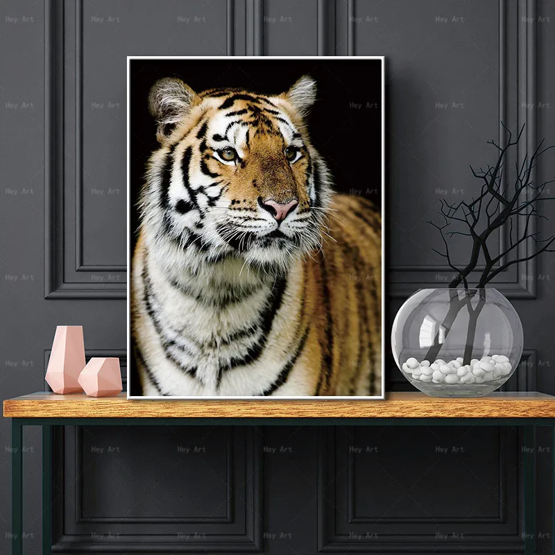 HD Canvas Print Wall Art Wild Animal Painting Tiger Picture for Living Room Watercolor Style Prints