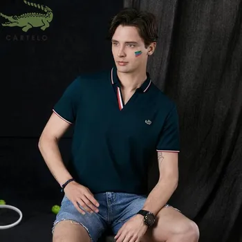 

CARTELO polo shirt men summer new casual fashion wild breathable solid color lapel men's short-sleeved polo shirt