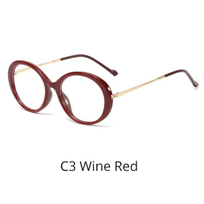 C3 Wine Red Ralferty, винтажные овальные очки, оправа для оптических линз, для женщин, без диоптрий, модные женские очки, очки для близорукости F95186 - Цвет оправы: C3 Wine Red
