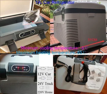 

19L Car Refrigerator Freeze heating DC12-24V/AC220V Fridge Compressor for Car Home Picnic Refrigeration heating -5~65 Degrees