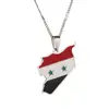 Stainless Steel Trendy Syria Map Flag Pendant Necklaces Syrians Map Women Jewelry 2