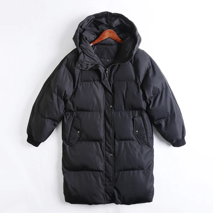 

Winter Parka Women Hooded Korean Black Jacket Coat Bubble Warm Windproof Zipped Thick Large Long Plus Size Women Parkas
