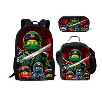 

3pcs/Set Kids Mochila Cartoon Ninjago Backpack For Children Teenagers School Rucksack For Girls Boys School Bags