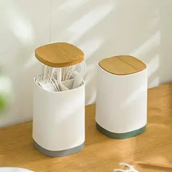 Toothpick Box Cotton Swabs Holder Tooth Pick Automatic Dispenser Press Can Living Room Table Accessories Cotton Bud Container