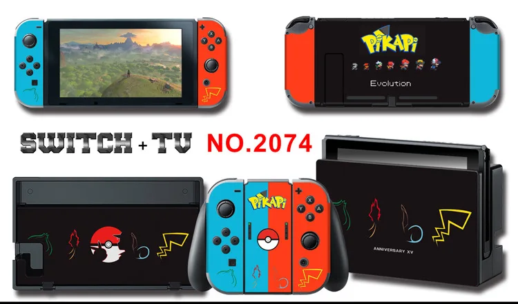 1set New Cute Anime Full Body Sticker for NS Switch Protective Cover Skin Colorful Art for Game Console Joy-Con Controller Decor