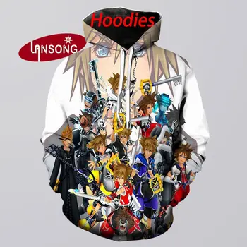 

new hoodies 3d print kingdom hearts anime harajuku coat weashirts/pants jacket men short homme clothes men hip hop streetwears