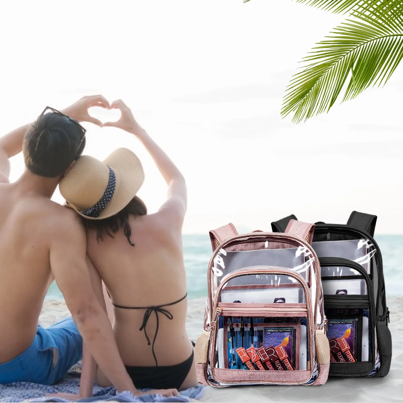 PVC Transparent Backpack Bag Fashion Waterproof Student School Bags Jelly Travel Beach Swimming Kit Bag For Men Women Rucksack