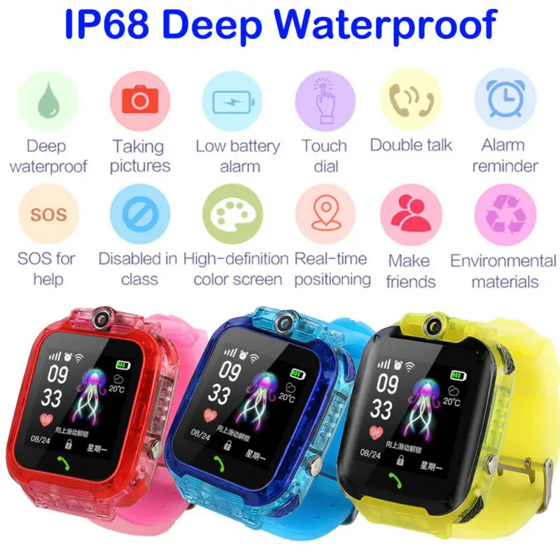 IP68 Водонепроницаемый gps Детские Смарт телефоны часы Поддержка GSM локатор трекер