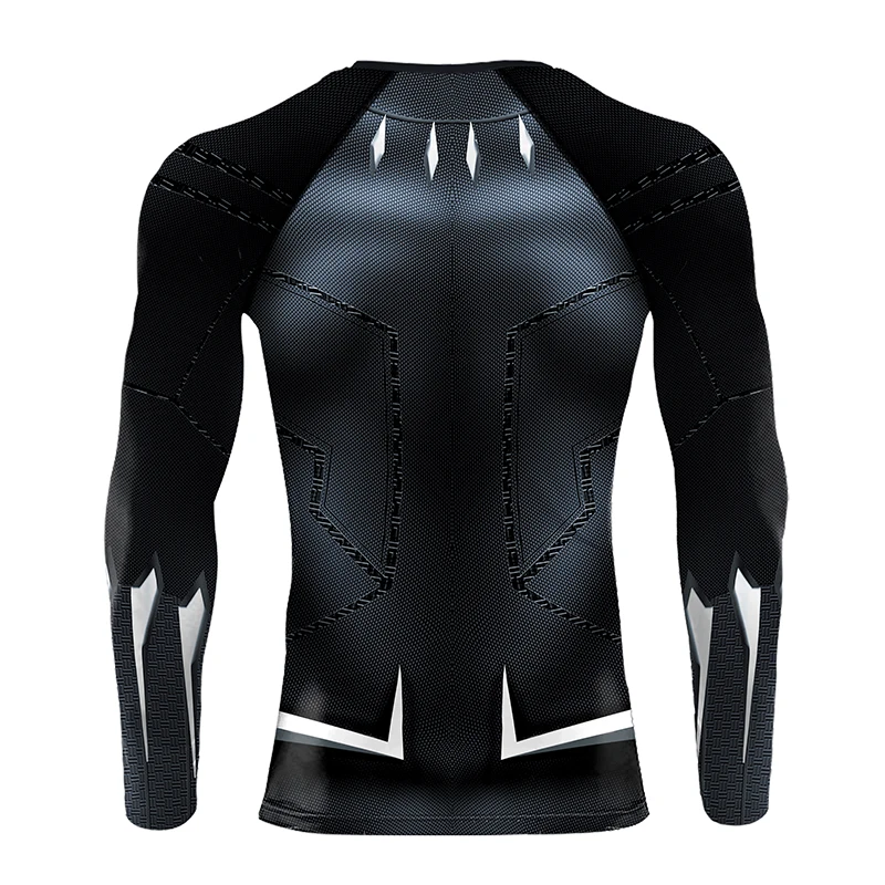 VIP Мода супергерой черные удивительные костюмы Пантеры для мужчин компрессионная рубашка фитнес колготки реглан рукава фильма «Civil War»