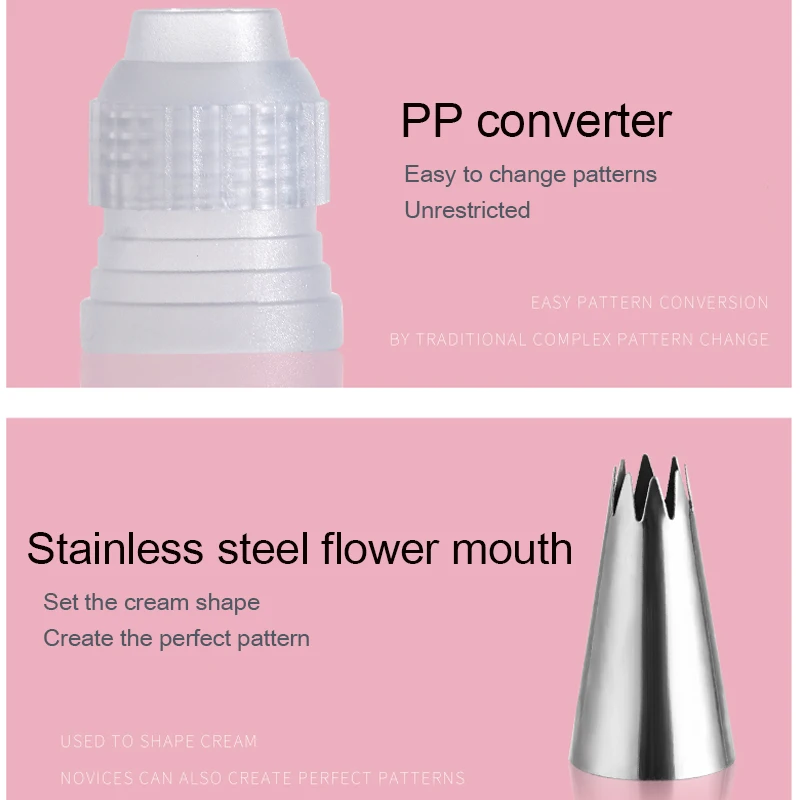 ATUCOHO Silicone Icing Piping Cream Pastry Bag 6 Stainless Steel Nozzle Set DIY Cake Decorating Tips Set Kitchen Accessories cake decorating tools