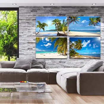 

YUMEART Tropical Beach Seaside Landscape Hawaii Beach Posters and Prints Canvas Art Home Decoration Picture Living Room Decorati