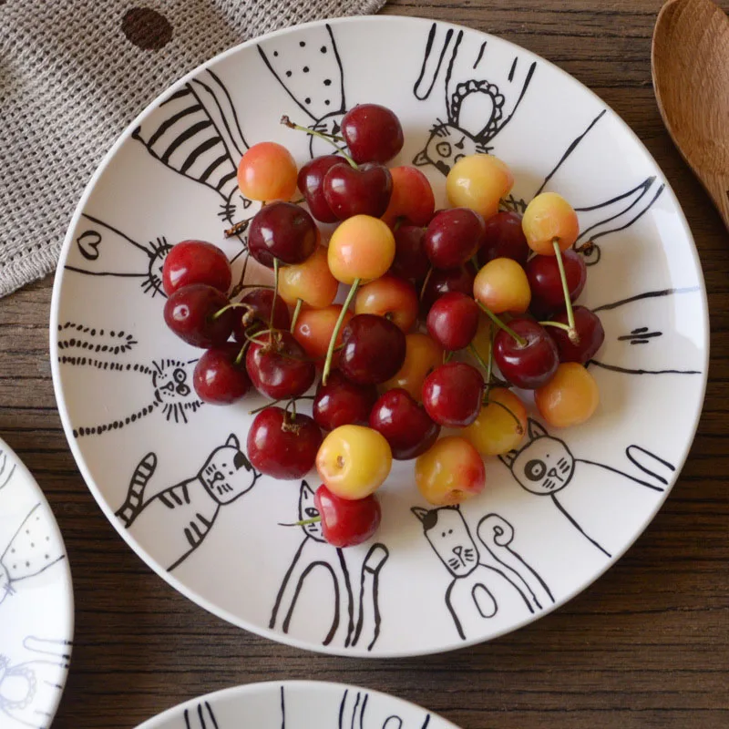 Cute Cat Ceramic Plate Western Dinner Dessert Appetizer Salad Dish Steak Service Plates Home Party Main Dishes Tableware Hogard