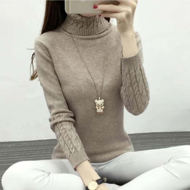 Женские свитера зимние топы водолазка свитер с завязками женский высокого