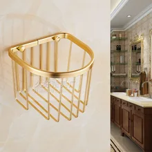 Роскошный золотой цвет Алюминиевый держатель для туалетной бумаги сетчатые полки для хранения для ванной комнаты кулон оптом