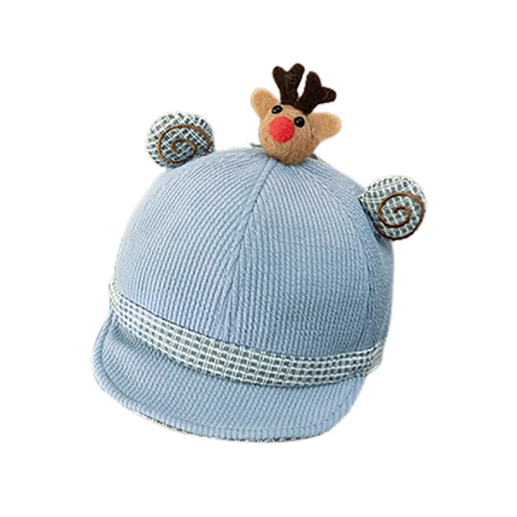 elk Christmas gift cute women hat Baseball Cap Autumn And Winter Warm Cap Children Cartoon Fawn Hat mens winter baseball caps - Цвет: Черный