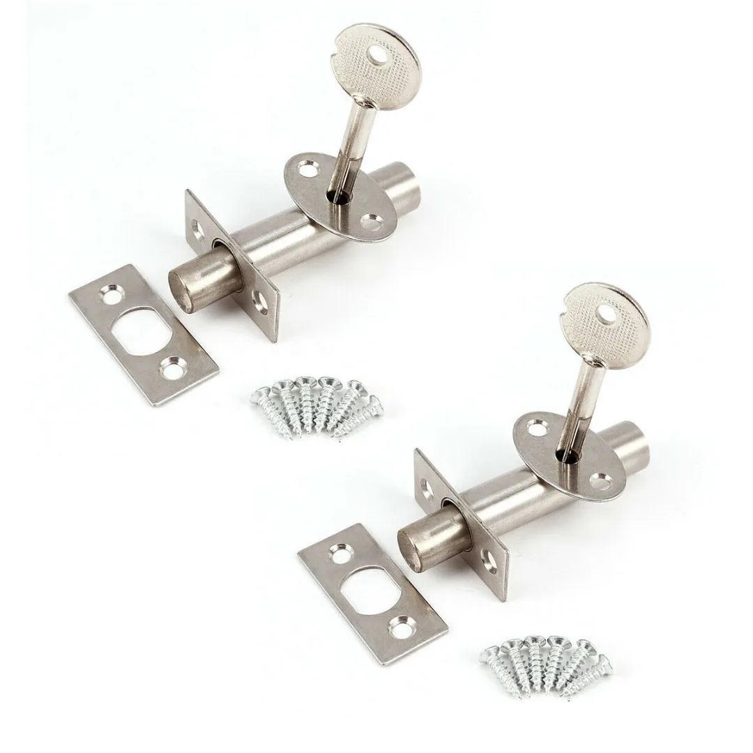 

Stainless Steel Invisible Door Bolts 2 Set Security Door Bolts With Fitting & Star Key Secure Strong Dead Lock