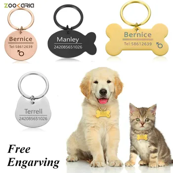 

Personalized Pet Cat Dog ID Tag Collar Accessories Custom Name Engraved Phone Number Necklace Chain Charm Dog Tag Pendant