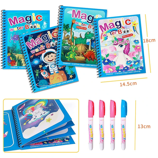 Drawing Montessori Toys Magical Water Book Reusable Coloring Paint Sensory Books Early Education Birthday Christmas NewYear Gift 2