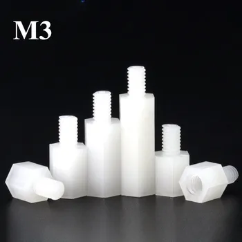 

100pcs M3 screw Single pass hexagonal post Nylon Standoff Spacer Column Spacing High temperature resistance Plastic Screws