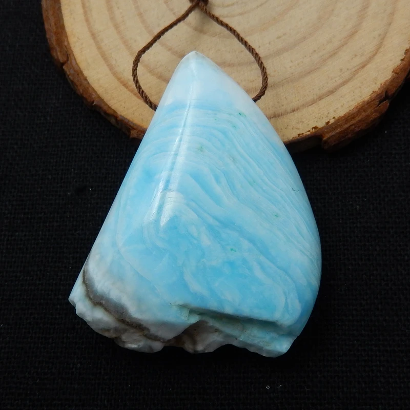 Горячая Распродажа натуральный каменный друзовый Larimar боковое просверленное