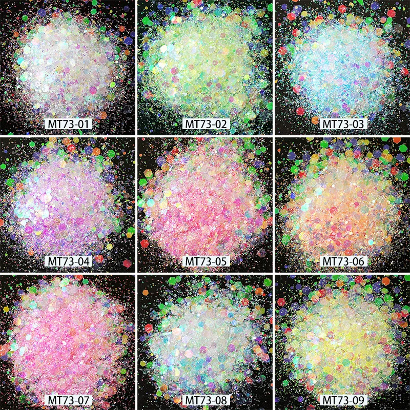 

50g/bag 3D Mermaid Hexagon Glitter Sequins Nail Art Mixed Color Holographic Flakes For UV Polish Accessory Manicure 3D Tips BZY1