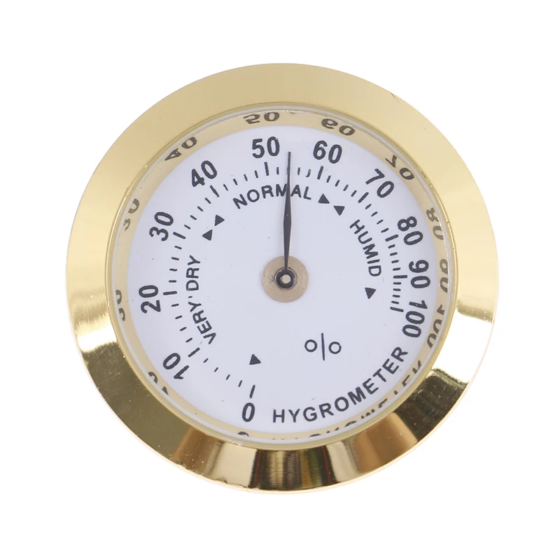 37mm Round Gold Cigar Smoking Measure Hygrometer Humidity Moisturizing