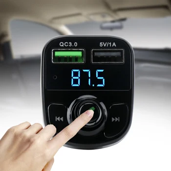 

BORUiT FM Transmitter Bluetooth Car Modulator Wireless Handsfree Kit Auto Audio MP3 Player Dual USB QC3.0 Fast Car Charger