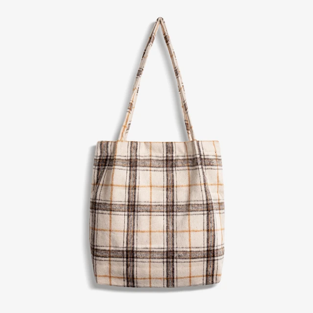  Women's Handbag Brown Plaid Shoulder Bag Tote
