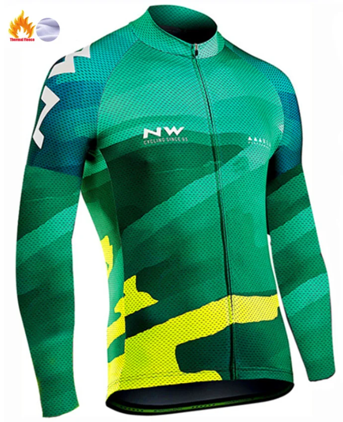 Men Winter Thermal Cycling Clothing New NW Long Sleeve Cycling Jersey Set Ropa Ciclismo MTB Bike Maillot Bicycle Wear - Цвет: Winter jersey