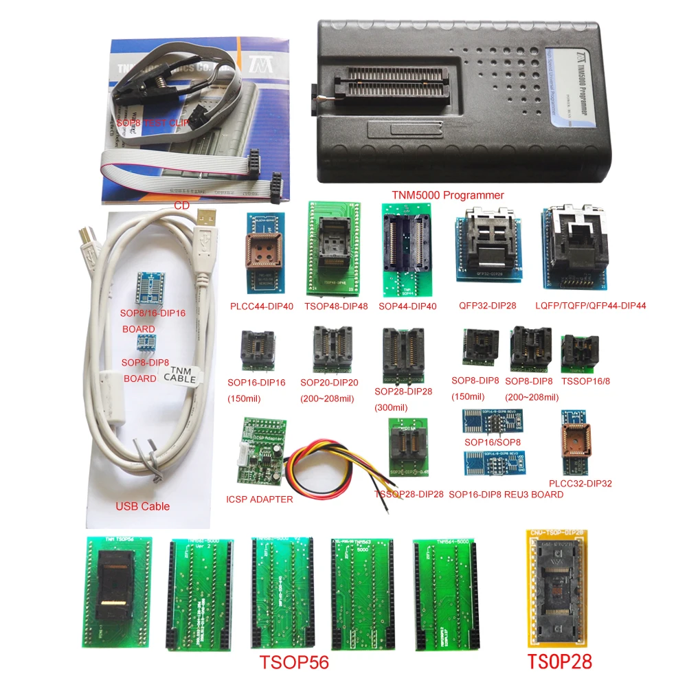 Программатор TNM5000 USB EPROM 2020 рекордер памяти 20 адаптеров для ПК Зажим IC