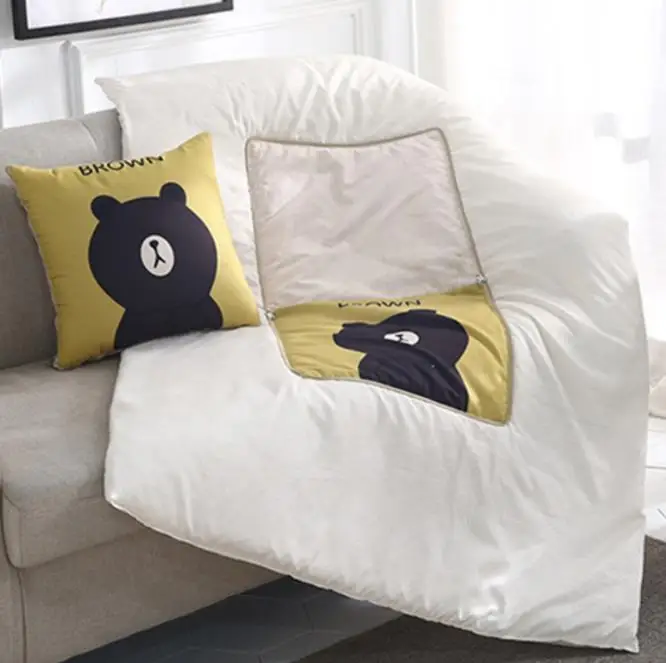 

Pillow Blanket 2 in 1 cotton warm cartoon foldable patchwork quilt blanket printed home office car throw pillow cushion