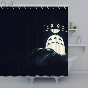 

Aplysia Toroto Print Waterproof Bathroom Curtain 3D Cartoon Polyester Fabric Shower Curtain Washable Home Bath Decor Curtains